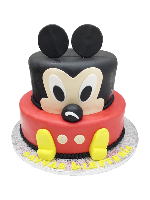 Mickey-Kopf-Torte in Rot-Schwarz