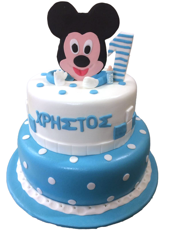 Baby-Mickey-Torte in Hellblau-Weiß