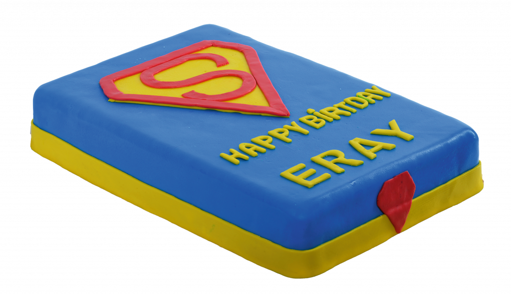 Superman-Torte in Blau-Gelb-Rot