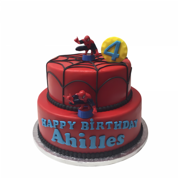 Spider-Man-Torte in Rot mit Zahlentopper