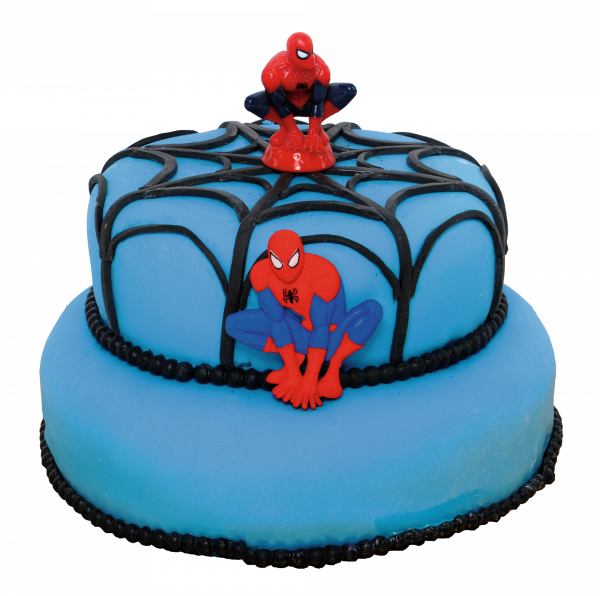 Spider-Man-Torte in Blau mit Spinnennetz-Design