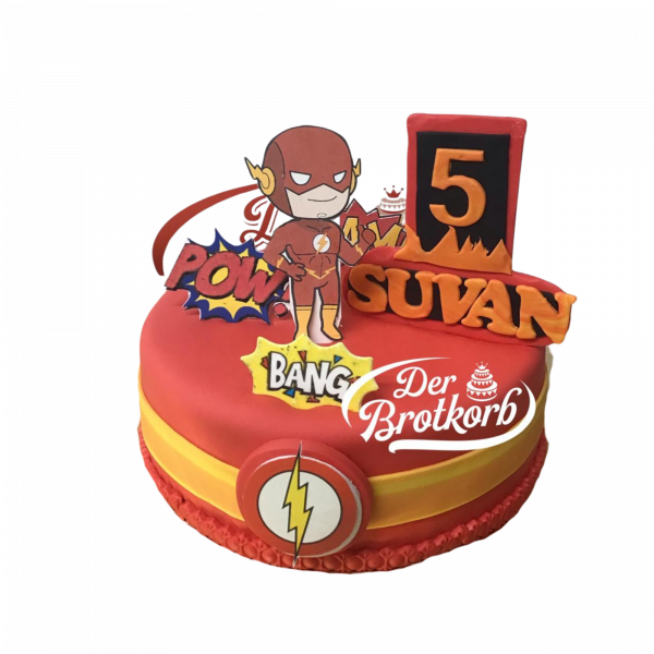Flash-Torte mit Superhelden-Dekor