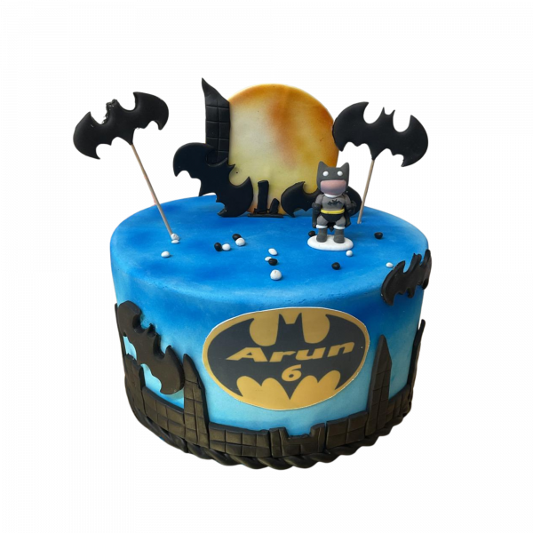 Batman-Torte mit Gotham-Skyline