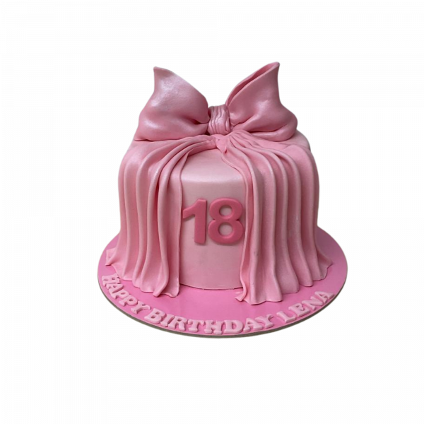 Rosa Schleifen-Torte zum 18. Geburtstag