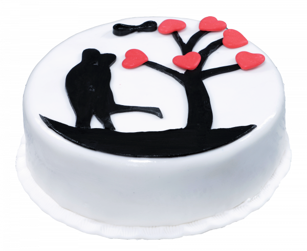 Romantische Silhouetten-Torte mit Herzbaum