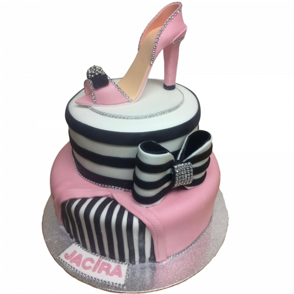 Glamour-Torte mit High Heel und Schleife