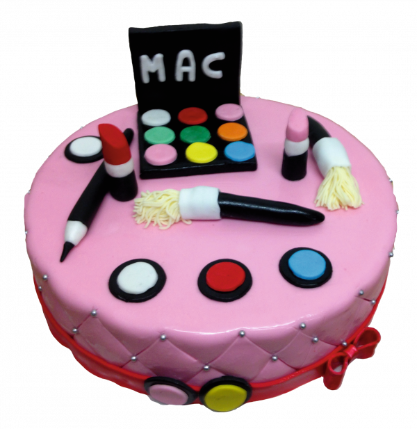 Rosa Make-up-Torte mit MAC-Palette