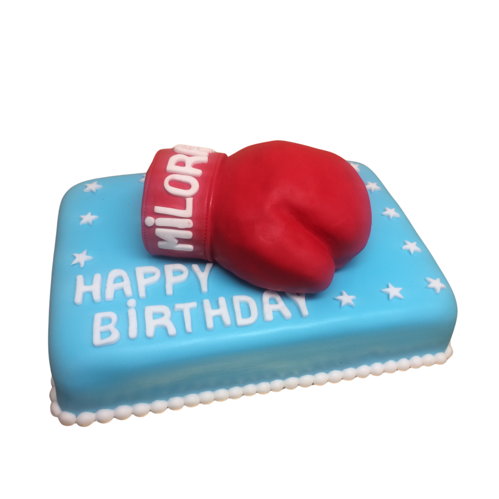 Boxhandschuh-Torte in Blau-Rot
