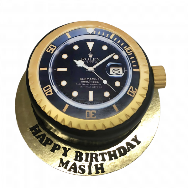 Luxus-Uhren-Torte in Schwarz-Gold