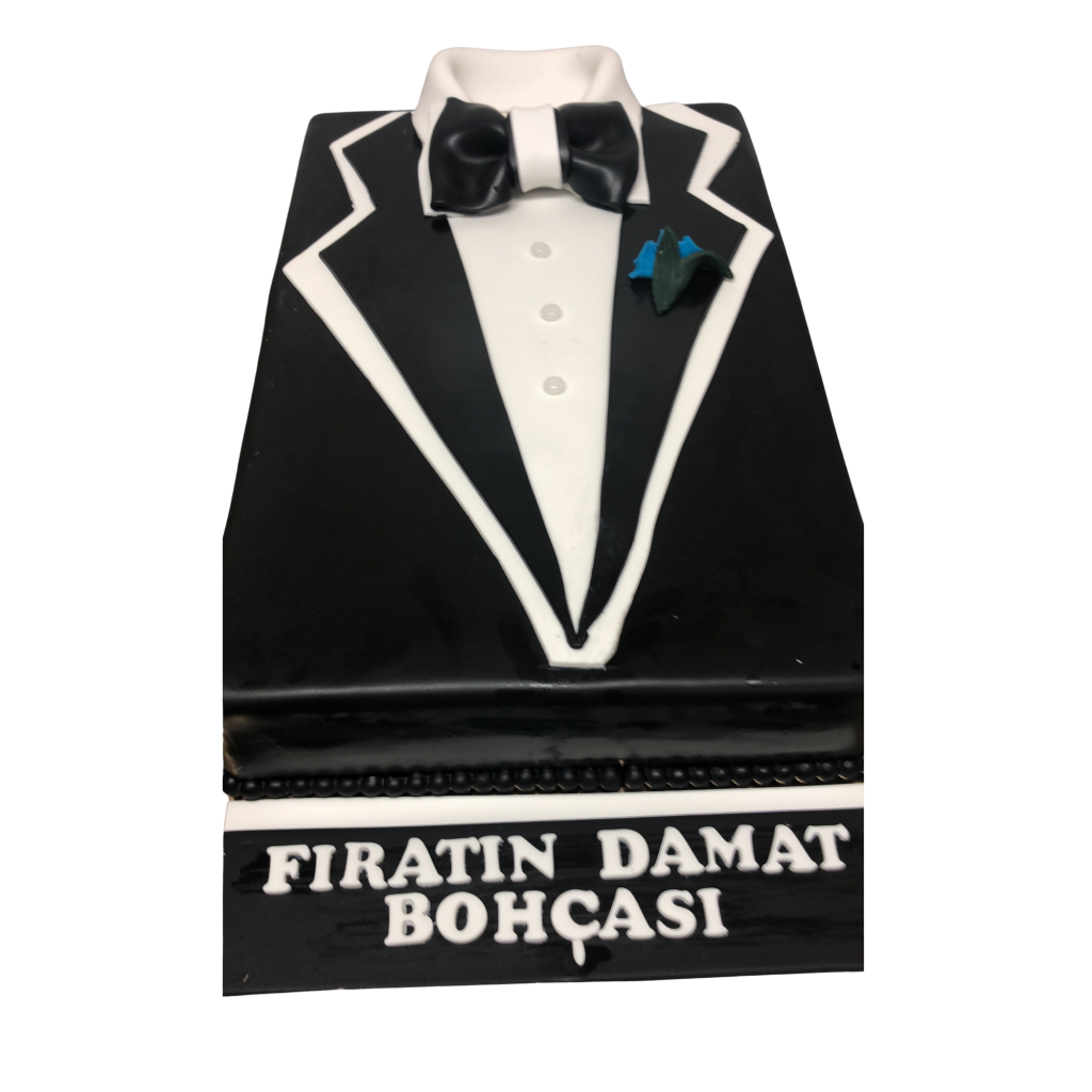 Elegante Smoking-Torte in Schwarz-Weiß