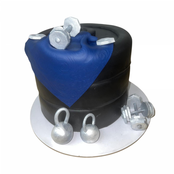 Fitness-Torte mit Hanteln & Kettlebells