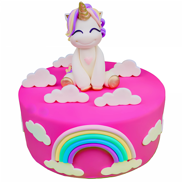 Pinke Einhorn-Torte mit Regenbogen