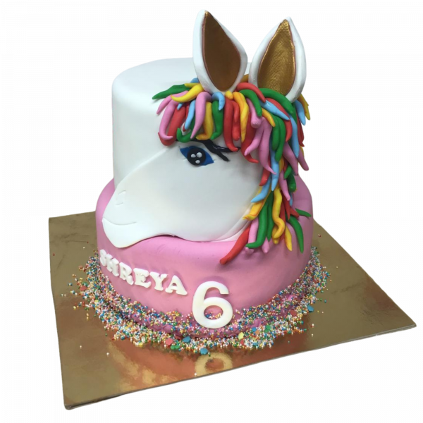 Bunte Einhorn-Torte mit Konfetti-Look