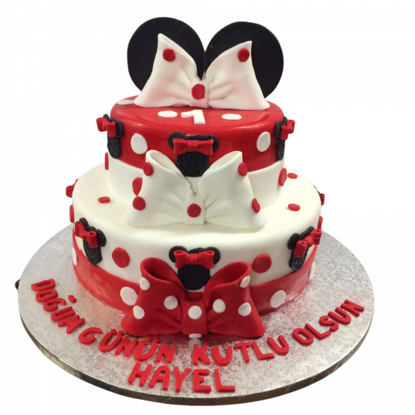 Minnie-Torte in Rot-Weiß mit Schleifen und Punktedesign