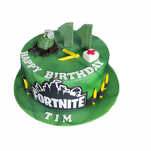 Grüne Fortnite-Geburtstagstorte mit Zahl
