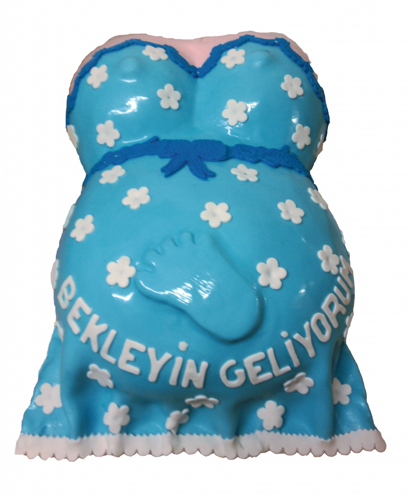 Babybauch Torte Blau