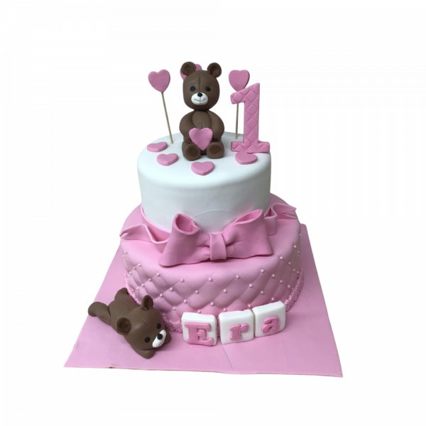Teddy Herz Torte Rosa