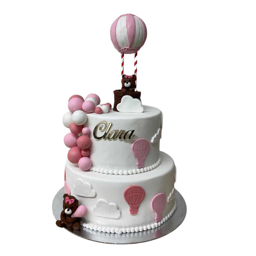 Heißluftballon Teddy Torte Rosa