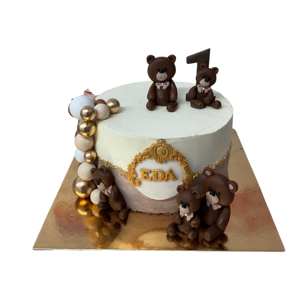 Bärenfamilie Torte Gold