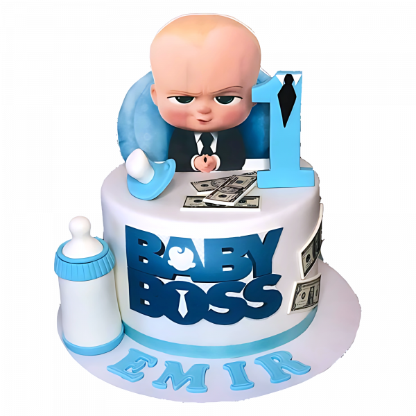 Baby Boss Torte in Blau-Weiß