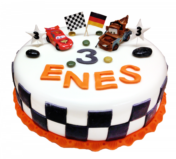 Cars Rennstrecken-Torte mit Schachbrettmuster