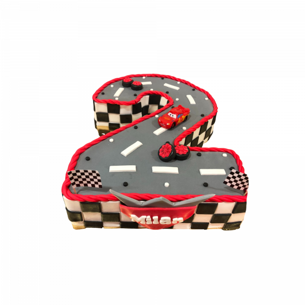 Cars Zahlen-Torte im Rennstrecken-Design