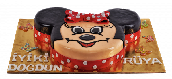 Minnie-Kopf-Torte in Rot-Schwarz mit Schleife