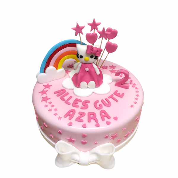 Hello Kitty Regenbogen-Torte in Rosa