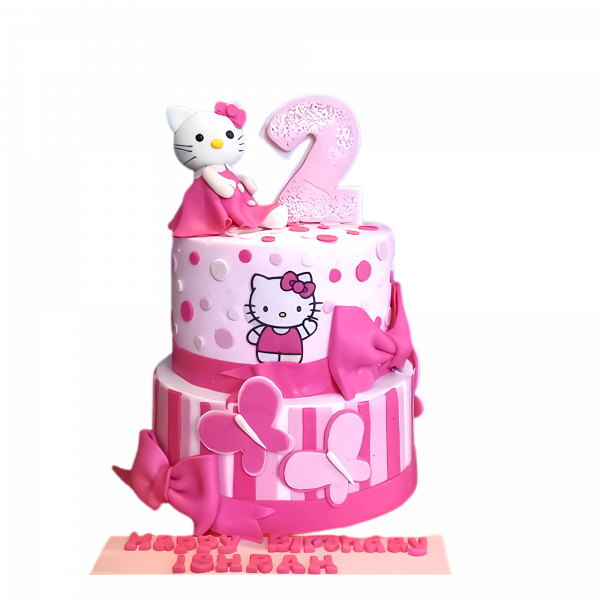 Hello Kitty Torte in Rosa mit Zahlentopper