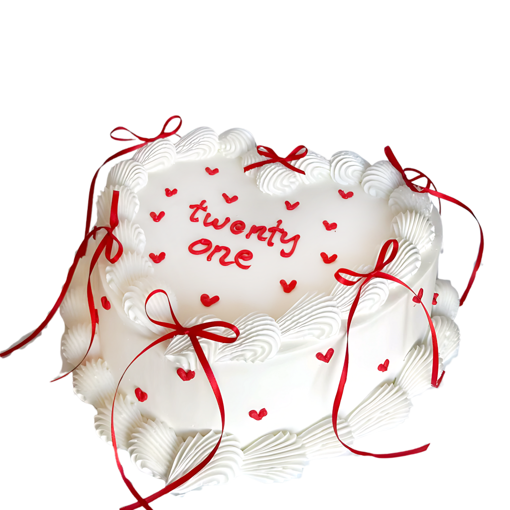 Vintage Herz Torte Weiß-Rot