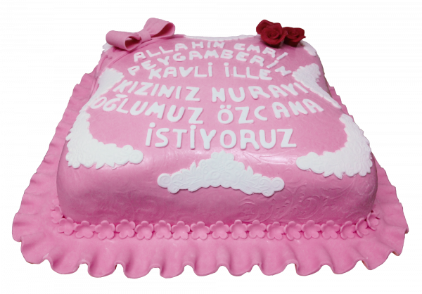 Rosa Verlobungstorte mit Wunschtext