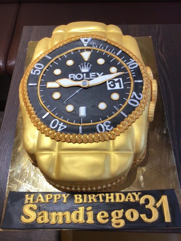 Luxus-Uhren-Torte in Gold-Schwarz