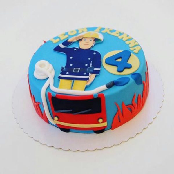 Feuerwehrmann-Sam-Torte in Blau