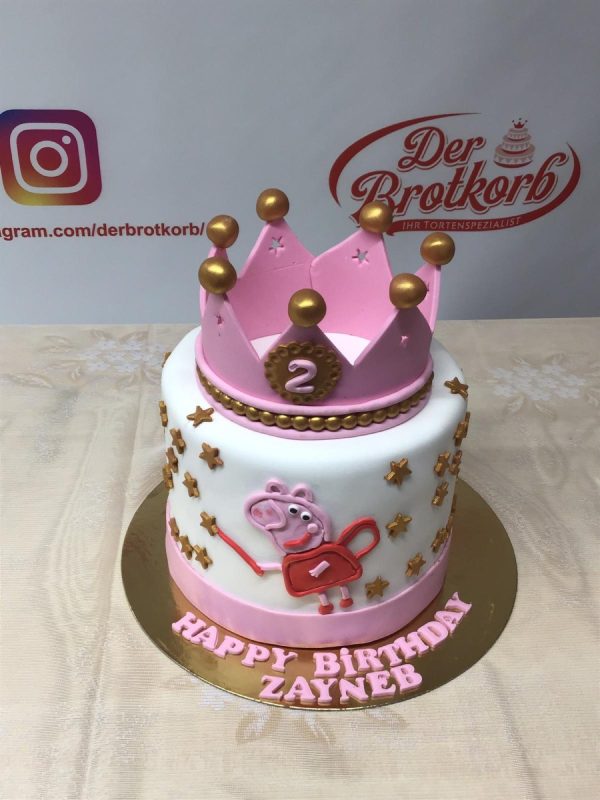 Prinzessinnen-Torte mit Schweinchen-Motiv & Krone