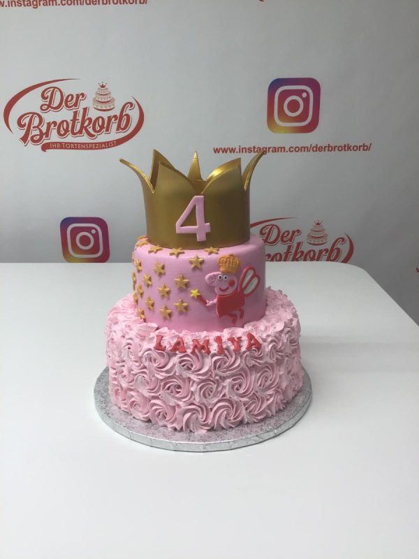 Rosa Prinzessinnen-Torte mit Krone