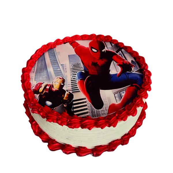 Superhelden-Fototorte mit Spider-Man & Iron Man